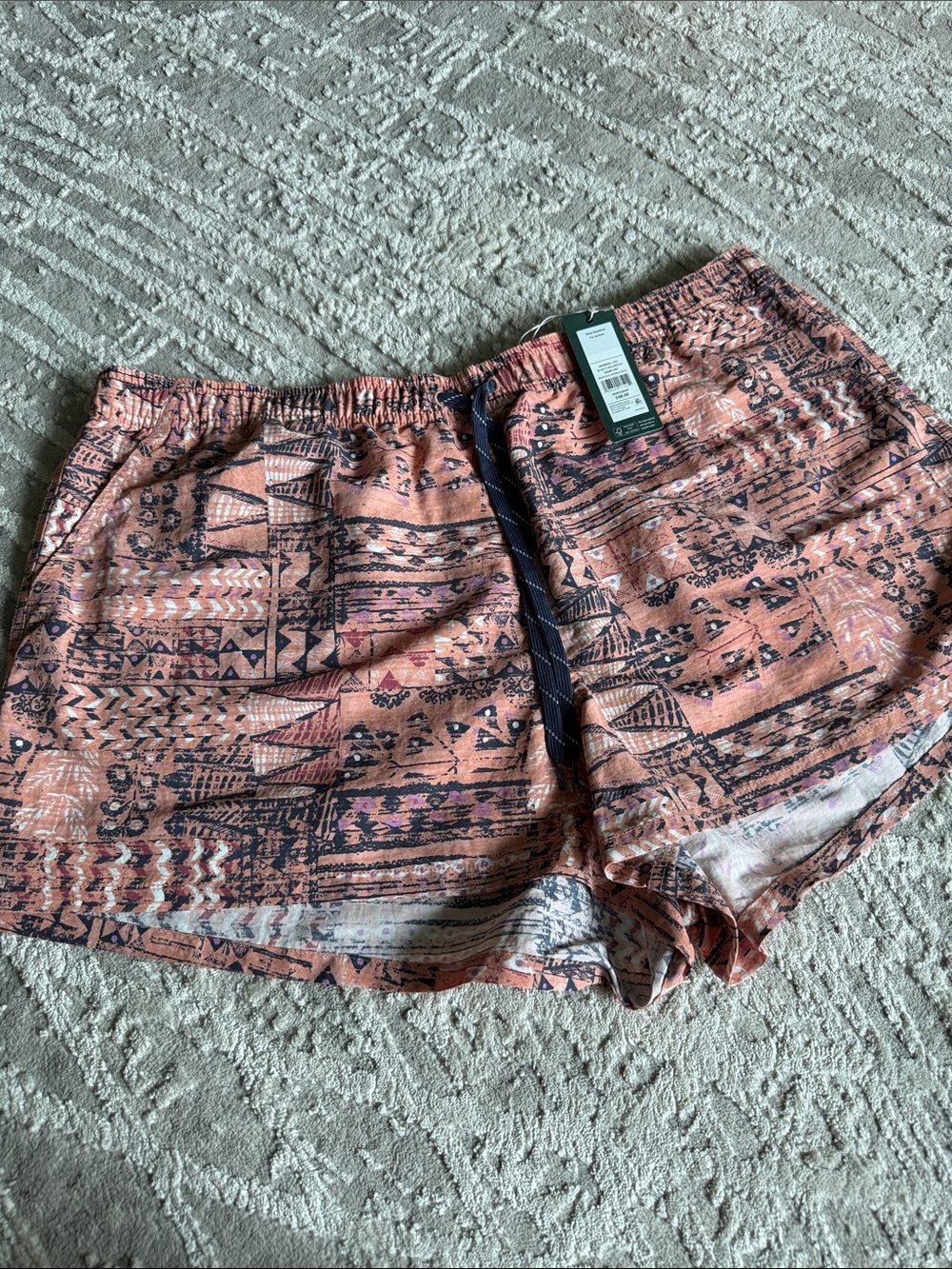Alpine Design Peach Aztec Print Elastic Waist Athletic Shorts